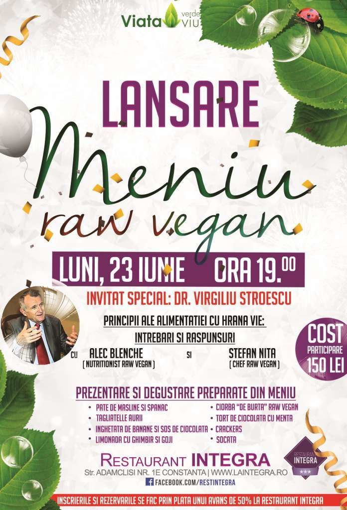 lasare meniu raw vegan restaurant Integra