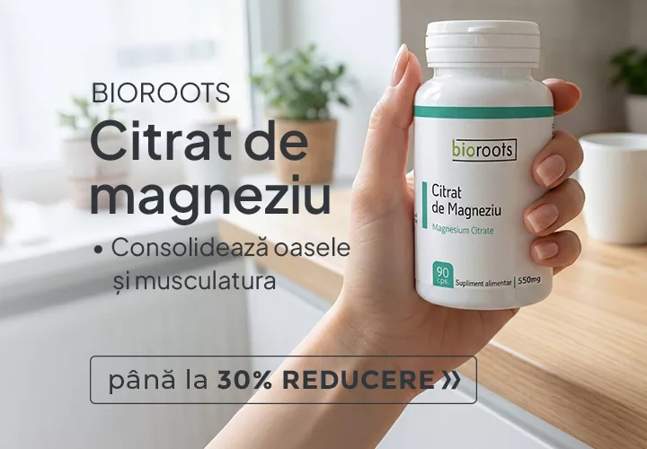 Citrat de magneziu Bioroots Consolidează oasele și musculatura Remediu eficient împotriva constipației! Până la 30% REDUCERE