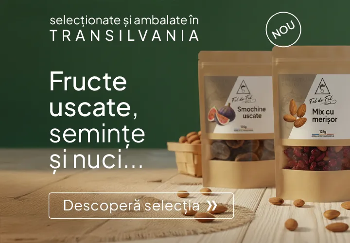 Fructe uscate, semințe și nuci atent selecționate, ambalate cu grijă în Transilvania. Descoperă selecția!