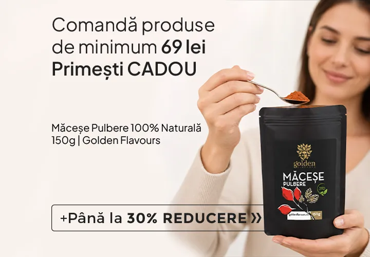 Golden Flavours - Superalimente și mixuri premium!  Până la 30% REDUCERE + Comandă produse de minimum 69 lei Primești un CADOU garantat !