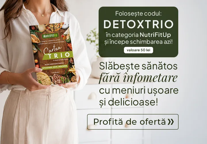 Cartea TRIO - Folosește codul: DETOXTRIO (valoare 50 lei) în categoria NutriFitUp și începe schimbarea azi!