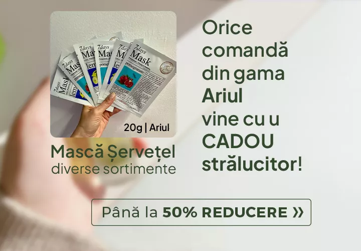 Strălucire, hidratare și îngrijire delicată pentru pielea ta! Până la 50% REDUCERE la produsele Ariul + CADOU!