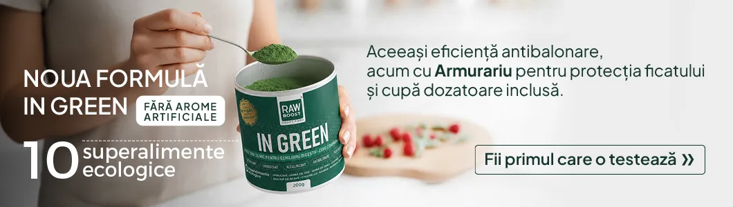 NOUA FORMULĂ IN GREEN 10 Superalimente ECO Aceeași eficiență antibalonare, acum cu Armurariu pentru protecția ficatului și cupă dozatoare inclusă Fără arome artificiale Fii primul care o testează blog NOUA FORMULĂ IN GREEN 10 Superalimente ECO Aceeași eficiență antibalonare, acum cu Armurariu pentru protecția ficatului și cupă dozatoare inclusă Fără arome artificiale Fii primul care o testează blog