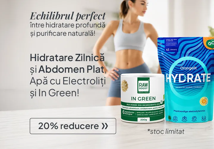 Hidratare Zilnică și Abdomen Plat, Apă cu Electroliți și In Green! Echilibrul perfect între hidratare profundă și purificare naturală! 20% REDUCERE Hidratare Zilnică și Abdomen Plat, Apă cu Electroliți și In Green! Echilibrul perfect între hidratare profundă și purificare naturală! 20% REDUCERE