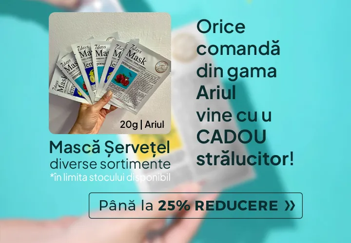 Strălucire, hidratare și îngrijire delicată pentru pielea ta! Până la 25% REDUCERE la produsele Ariul + CADOU!