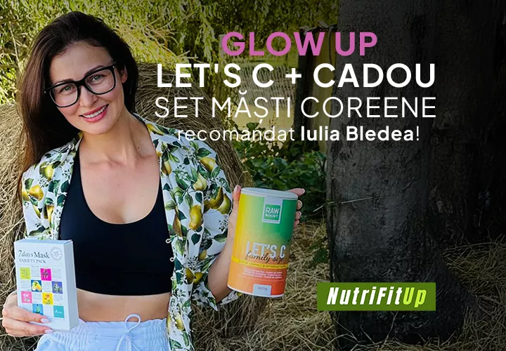 Pachet Glow Up: Let's C + CADOU Set măști coreene - recomandat de Iulia Bledea, NutriFitUp Un ritual complet pentru 7 zile de energie, frumusețe și stare de bine! STOC LIMITAT!