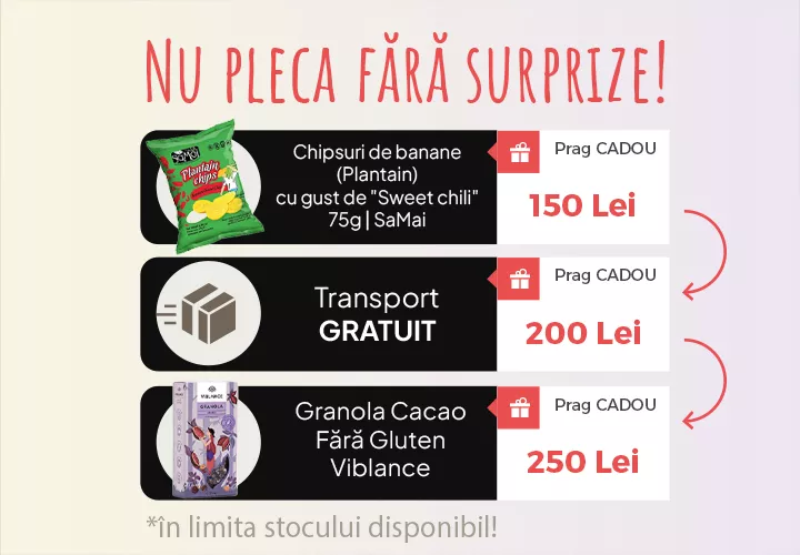 Nu pleca fără surprize! CADOURI direct în coșul de cumpărături la comenzi de peste 150/250 lei