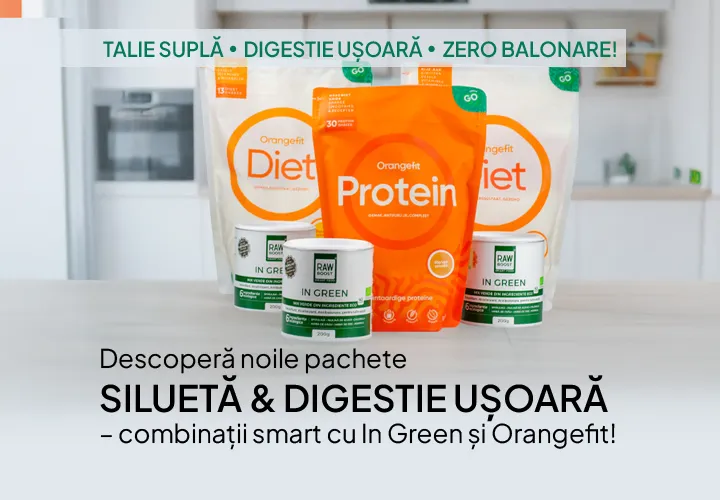 Talie suplă, digestie ușoară, zero balonare!  Descoperă noile pachete SILUETĂ & DIGESTIE UȘOARĂ – combinații smart cu In Green și Orangefit!
