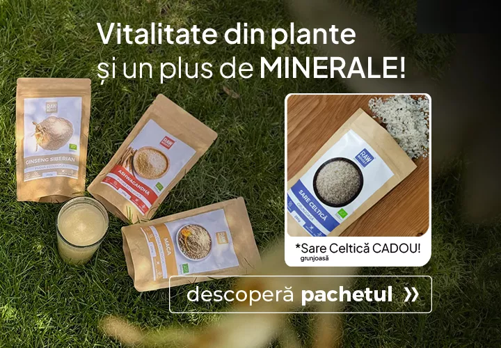 Vitalitate din plante și un plus de MINERALE! *Sare Celtică Grunjoasă CADOU! ✔ Imunitate | ✔ Energie | ✔ Performanță mentală și fizică Descoperă pachetul!