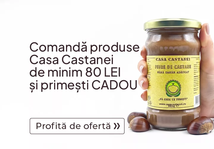 Comandă produse Casa Castanei de minimum 80 lei Primești CADOU  Piure de Castane Fără Zahăr Adăugat, 220g | Casa Castanei
