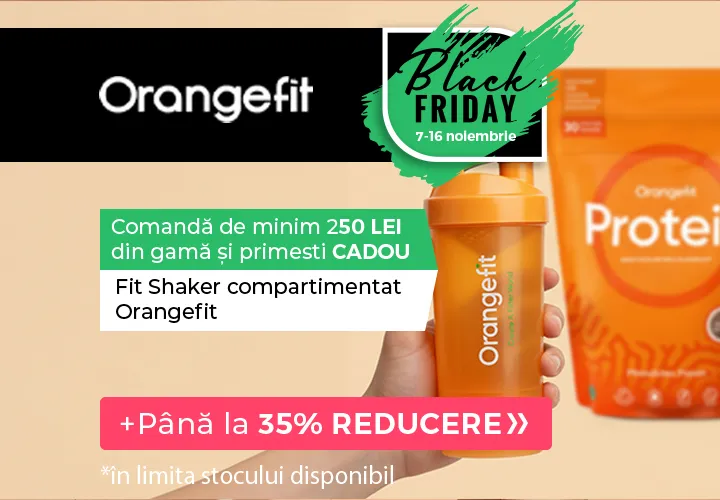Orangefit - pentru o lume mai fit! Până la 35% REDUCERE + Comandă produse Orangefit de minimum 250 lei Primești CADOU Fit Shaker compartimentat | Orangefit