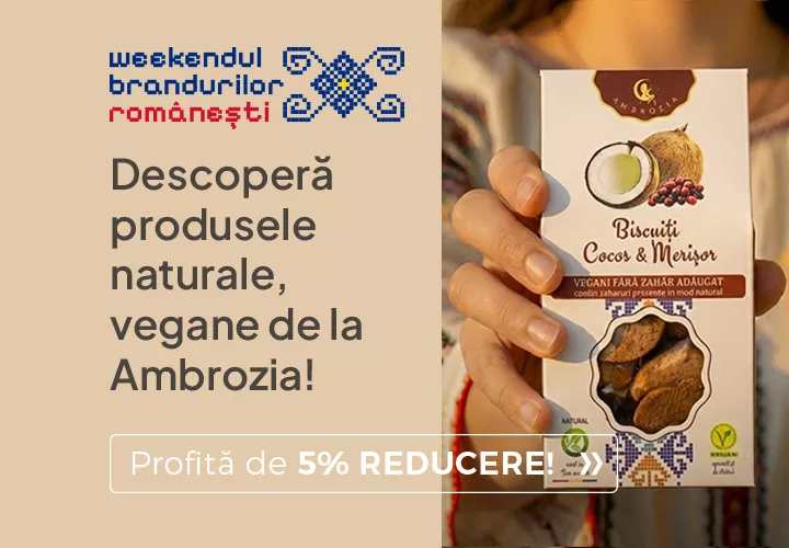 Descoperă produsele naturale, vegane de la Ambrozia! Realizate, cu drag, în România! 5% REDUCERE! Descoperă produsele naturale, vegane de la Ambrozia! Realizate, cu drag, în România! 5% REDUCERE!