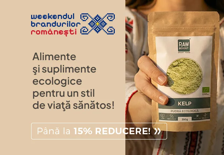 Alimente şi suplimente ecologice pentru un stil de viaţă sănătos! Realizate, cu drag, în România! Până la 15% REDUCERE! + Descoperă pachetele cu preț special!