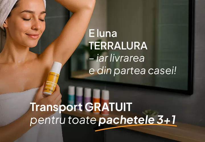 E luna Terralura – iar livrarea e din partea casei!  Cumpără orice pachet Terralura și beneficiezi de Transport Gratuit! Ofertă valabilă doar în iunie! Profită acum!