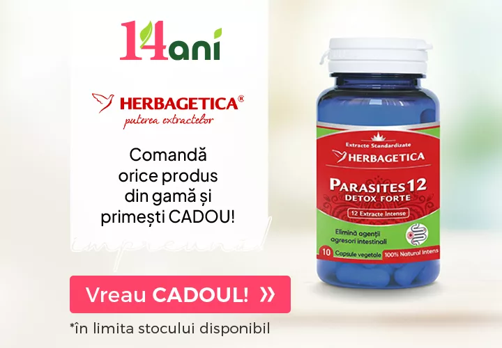 Comandă orice produs din gamă și primești CADOU! Parasites 12 Detox Forte, 10cps | Herbagetica *În limita stocului disponibil!