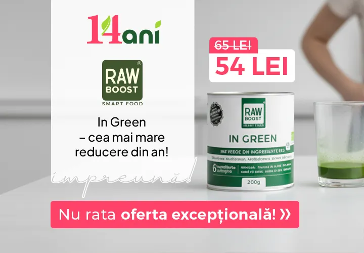 In Green – cea mai mare reducere din an!  Preț întreg: 65 lei Preț redus: 54 lei! Nu rata oferta excepțională!