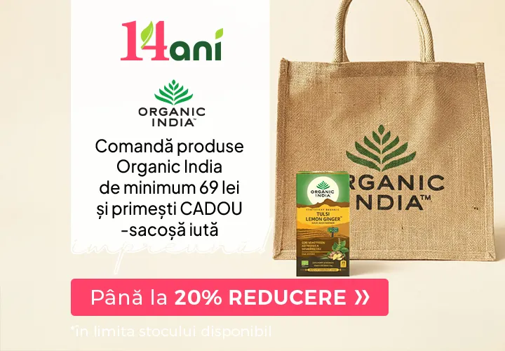 Organic India – Natura în echilibru cu tine! Până la 20% REDUCERE + CADOU plăsuță de iută!