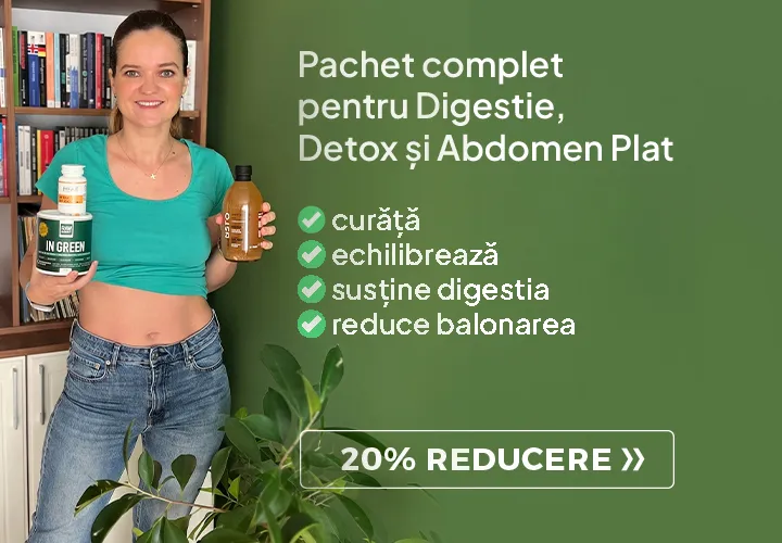 Pachet Complet pentru Digestie, Detox și Abdomen Plat - In Green + Vitamina C + Oțet