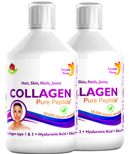 Pachet 2 x Colagen Lichid Hidrolizat Tip 1 și 3 10000mg + 9 Ingrediente Active, 500 ml | Swedish Nutra