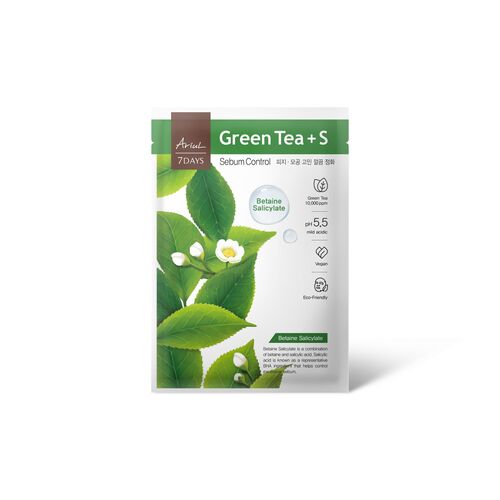 Mască 7Days PLUS Ceai Verde + S (Acid salicilic cu betaină), Control sebum,  23g | Ariul