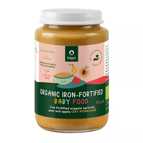Pachet 1+1 CADOU Terci de Ovăz Bio cu Caise, Pere, Mere și Adaos de Fier Organic, 6+ Luni, 190 g | Nôgel.