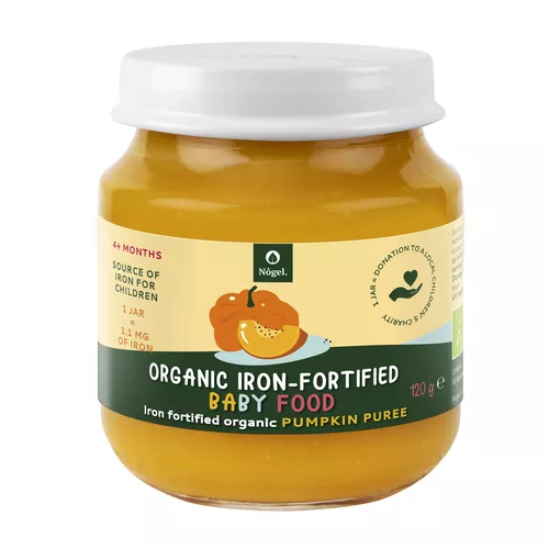 Pachet 1+1 CADOU Piure de Dovleac Bio cu Adaos de Fier Organic, 4+ Luni, 120 g | Nôgel.