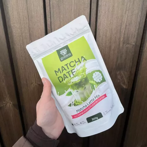 Matcha Date Latte cu Coama Leului, Pudră de Curmale și Ghimbir, Energie și Focus până la ultimul task, ECO, 300g | Golden Flavours