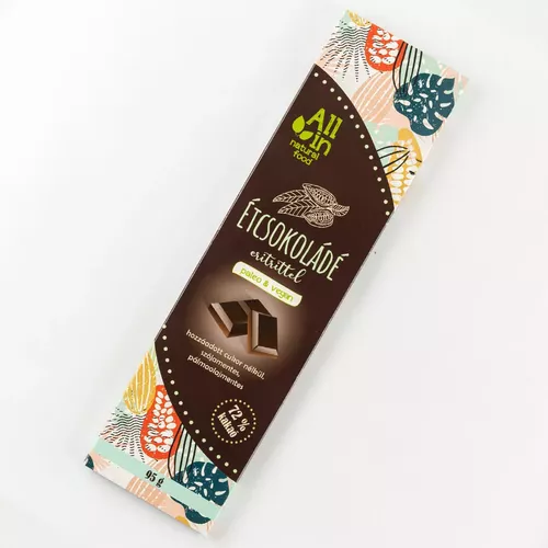 Ciocolată vegană cu 72% cacao îndulcită cu eritriol, 95g | All in - Natural food