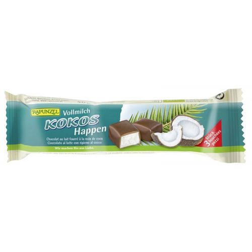 Baton de cocos cu glazura de ciocolată cu lapte integral, ECO 50g | Rapunzel