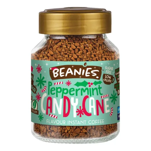 Cafea Instant cu Aromă de Acadele cu Mentă - Peppermint Candy Cane, 50g | Beanies