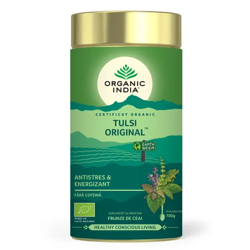 Ceai Tulsi (Busuioc Sfânt) Original, Antistres & Energizant 100g ECO| Organic India