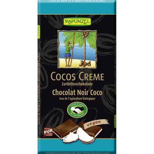 Ciocolată Amăruie cu Umplutură de Cremă de Cocos Vegană, 100g | Rapunzel