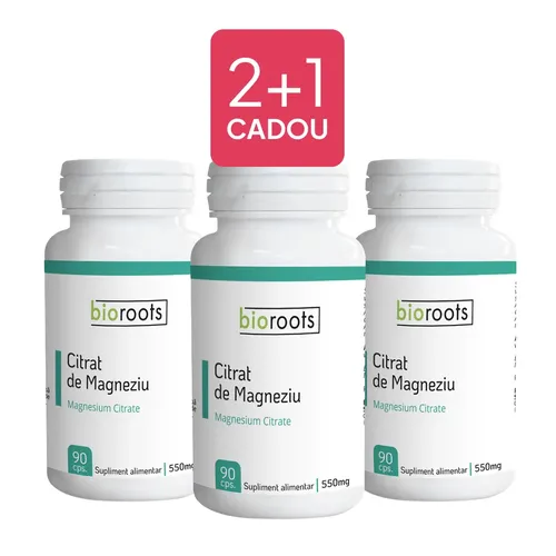 Citrat de magneziu 550mg, 90 capsule vegetale (49,5g) | Bioroots
