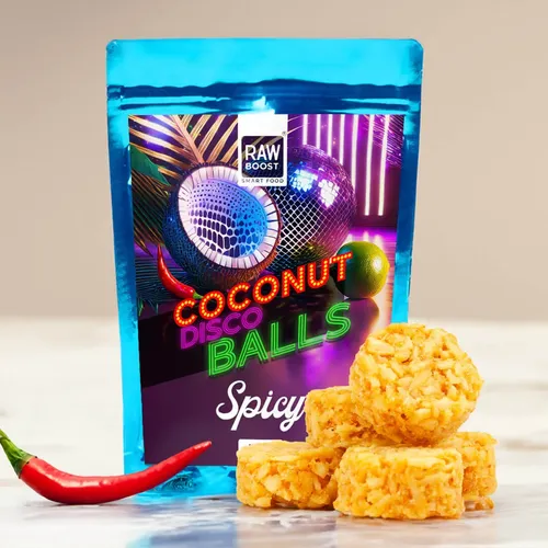Coconut Disco Balls Spicy cu Gust de Chili și Lime | Rawboost