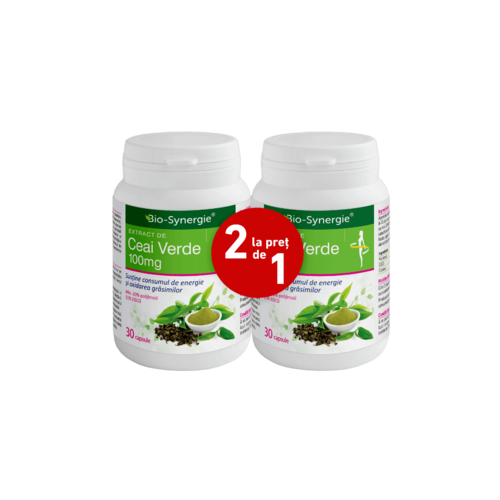 Pachet 1+1 GRATIS extract Ceai Verde 100mg, 30cps | Bio-Synergie Activ