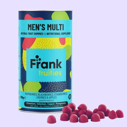 Multivitamine Men – Drajeuri din fructe (Fructe de Pădure și Măr) fortificate cu Vitamine și Minerale – 200g (80 drajeuri) | Frank Fruities