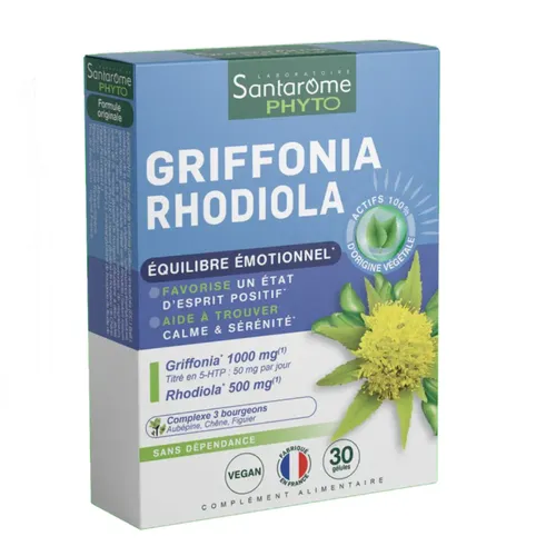 Griffonia Rhodiola - Supliment Echilibru Emoțional, 20 fiole | Santarome Bio