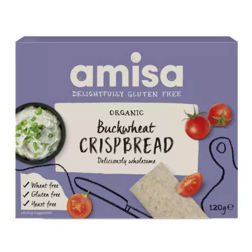 Crispbread, pâinici din hrișcă integrală, fără gluten, BIO, 100g | Amisa
