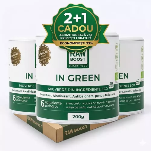 In Green - Mix Verde ECO - Detoxifiant, Alcalinizant, Antibalonare pentru Talie Suplă, 200g | Rawboost