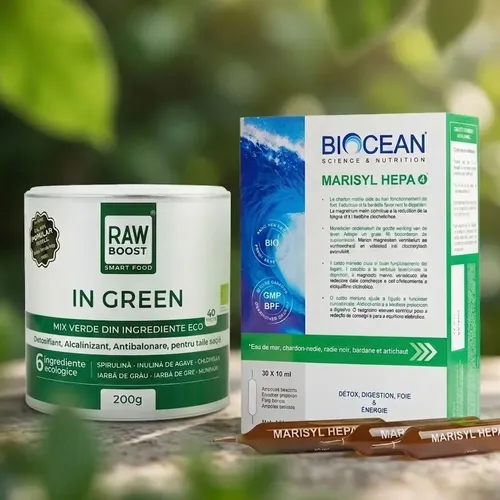 Pachet Ficat Curat și Abdomen Plat, Marisyl Hepa și In Green