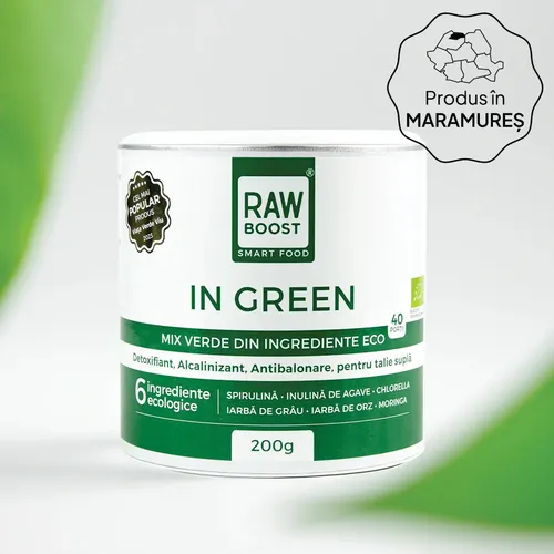 In Green - Mix Verde ECO - Detoxifiant, Alcalinizant, Antibalonare pentru Talie Suplă, 200g | Rawboost