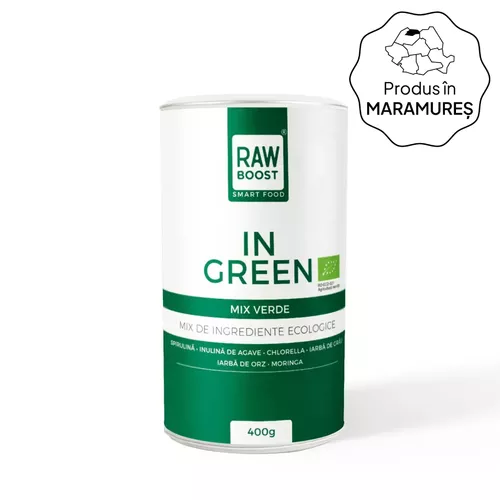 In Green - Mix Verde ECO - Detoxifiant, Alcalinizant, Antibalonare pentru Talie Suplă, 400g | Rawboost