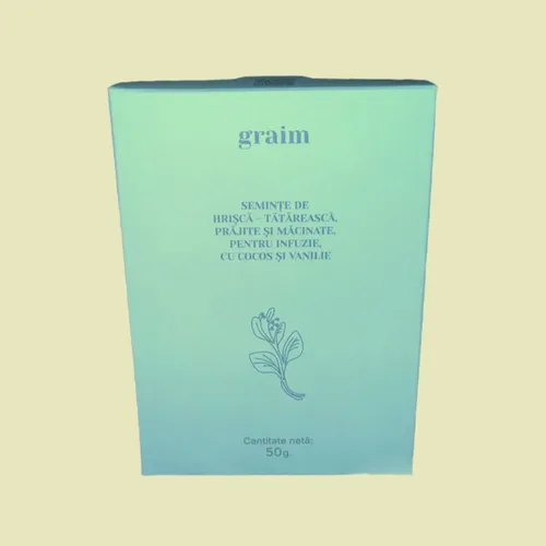 Semințe din hrișcă tătărească prăjite și măcinate pentru infuzie, cu vanilie și cocos, 50g | Graim