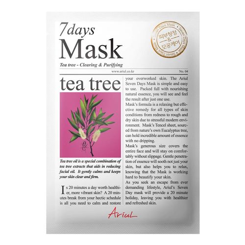Mască Șervețel 7Days Mask Arbore de Ceai, Curățare și Purificare, 20g | Ariul