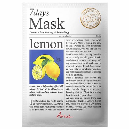 Mască Șervețel 7Days Mask Lămâie, Strălucire și Relaxare, 20g | Ariul
