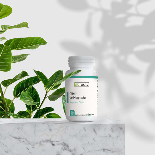 Citrat de magneziu 550mg, 90 capsule vegetale (49,5g) | Bioroots