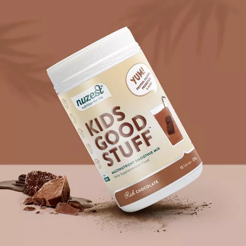 Kids Good Stuff - Shake Proteic cu Multivitamine pentru copii - Aroma Ciocolată, 225g | Nuzest