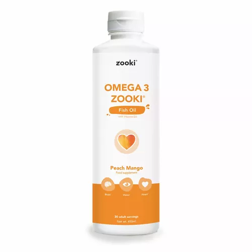 Omega 3 din ulei de pește, cu aromă de mango și piersică | Zooki 