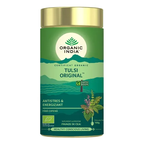 Ceai Tulsi (Busuioc Sfânt) Original, Antistres & Energizant 100g ECO| Organic India