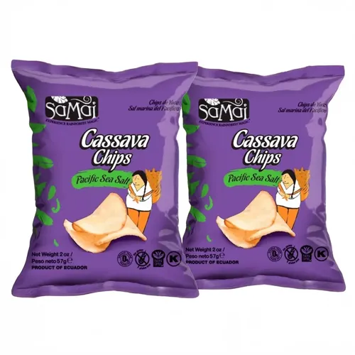 Pachet 1+1 CADOU Chipsuri de tapioca (Cassava) cu sare de mare, 2 x 57g | SaMai